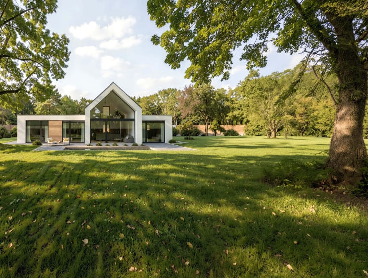 People looking at house blueprints